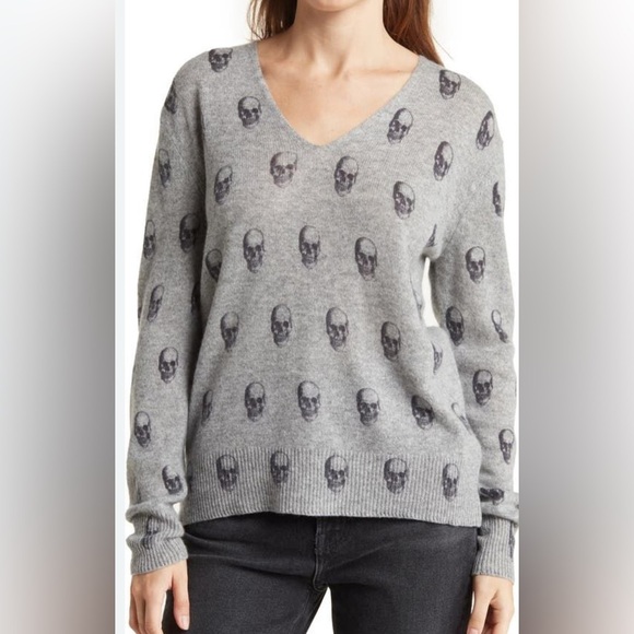 Skull Cashmere Gray Skull Jolie Sweater Size Small - Picture 1 of 6